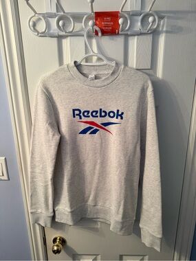 Reebok Light Gray Crewneck Sweatshirt with Blue and Red Logo